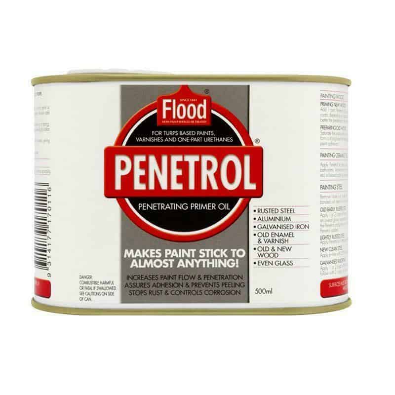 A 500ml white and red can of paint conditioner and primer by penetrol